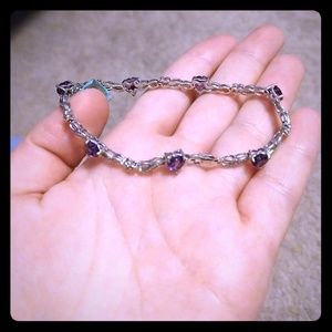 Purple heart silver bracelet